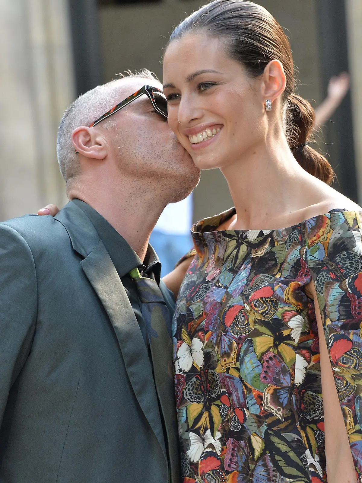 Â© TIB CLOVIS/MAXPPP, FRANCE - PARIS, LE 25 06 2014 - PARIS FASHION WEEK MEN'S WEAR SPRING/SUMMER 2015 - VALENTINO ARRIVALS - HOTEL SALOMON DE ROTHSCHILD EROS RAMAZZOTTI ET SA FEMME MARICA PELLEGRINELLI