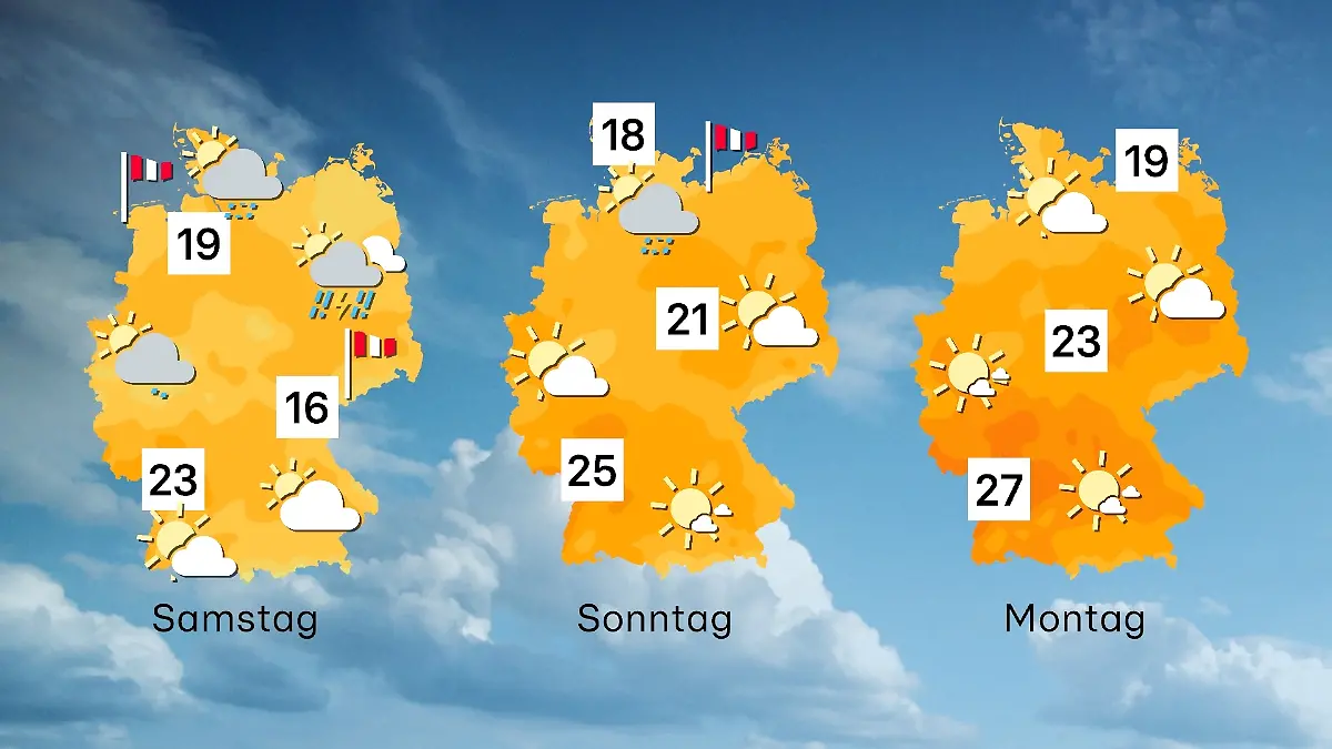 Der Wettertrend von Samstag bis Montag