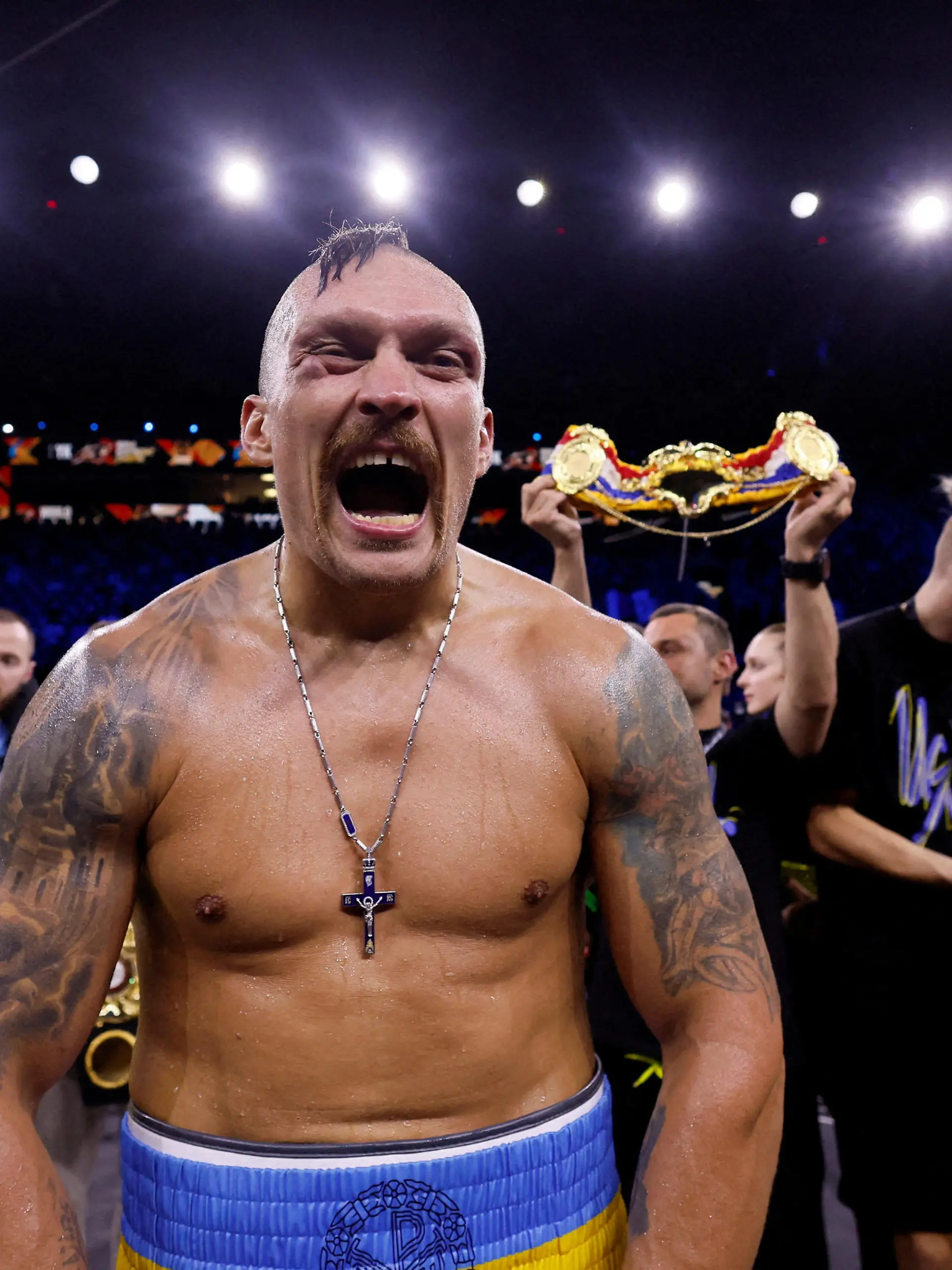 Boxing - Oleksandr Usyk v Anthony Joshua - WBA, WBO and IBF heavyweight world title - King Abdullah Sports City Arena, Jeddah, Saudi Arabia - August 20, 2022.  Oleksandr Usyk celebrates winning his fight against Anthony Joshua.       Action Images via Reuters/Andrew Couldridge/File Photo       TPX IMAGES OF THE DAY       SEARCH "POY SPORTS" FOR THIS STORY. SEARCH "REUTERS POY" FOR ALL BEST OF 2022 PACKAGES