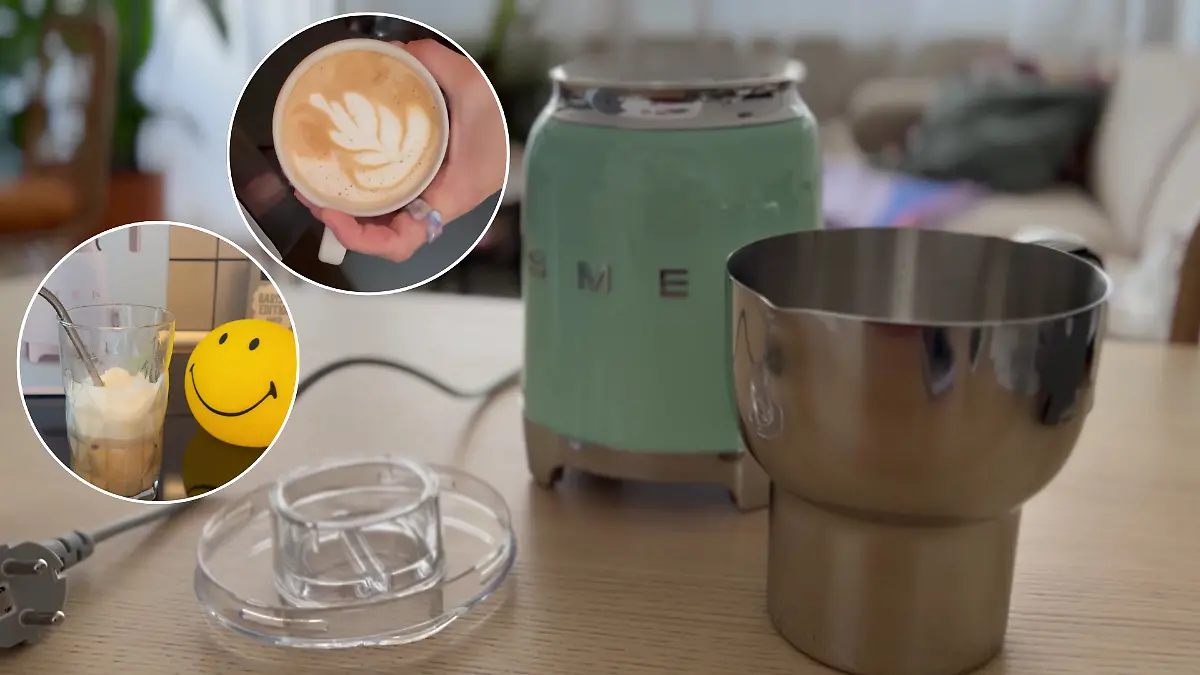 Mit der aufgeschäumten Hafermilch im Smeg Milchaufschäumer bekomme ich den perfekten Flat White und Iced Latte hin