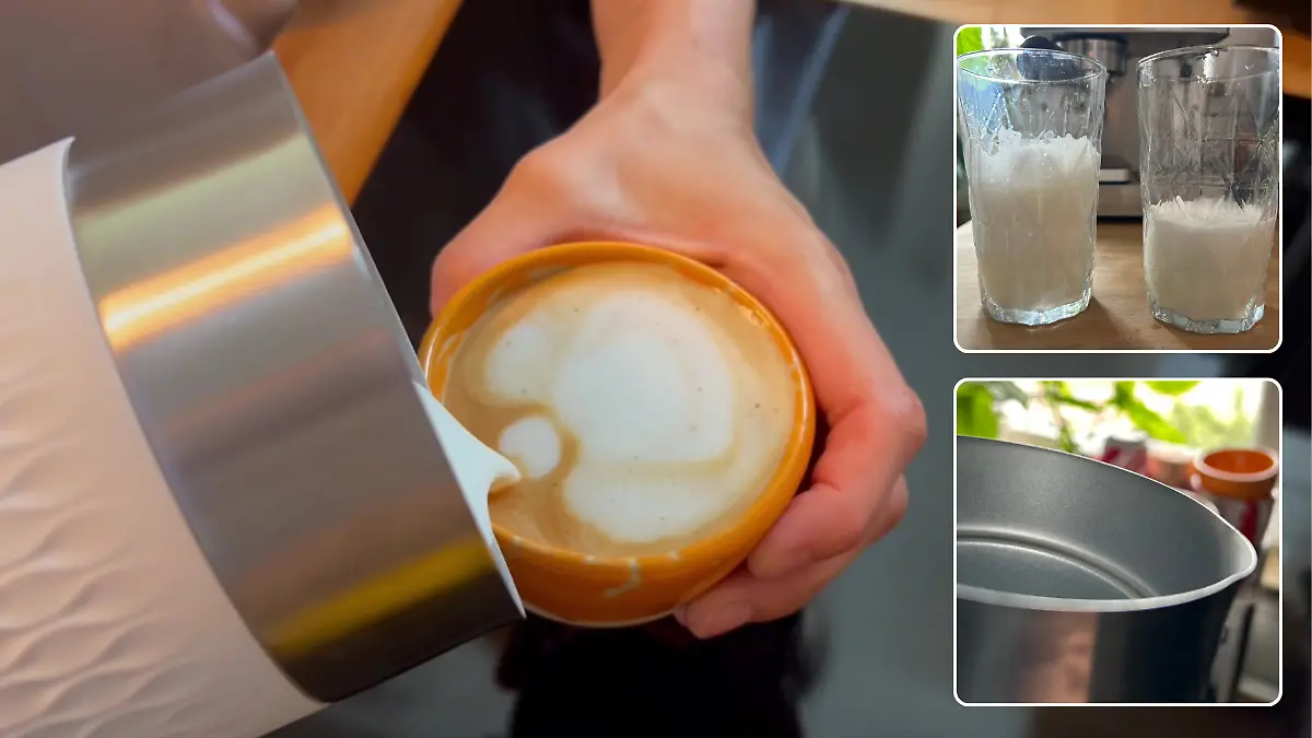 Dank einer Ausgusskerbe kann ich die Milch direkt aus dem Behälter vom Simpletaste Milchaufschäumer kontrolliert in den Kaffee gießen. Die Programme (dichtes oder luftiges Aufschäumen) liefern deutlich unterschiedliche Ergebnisse.