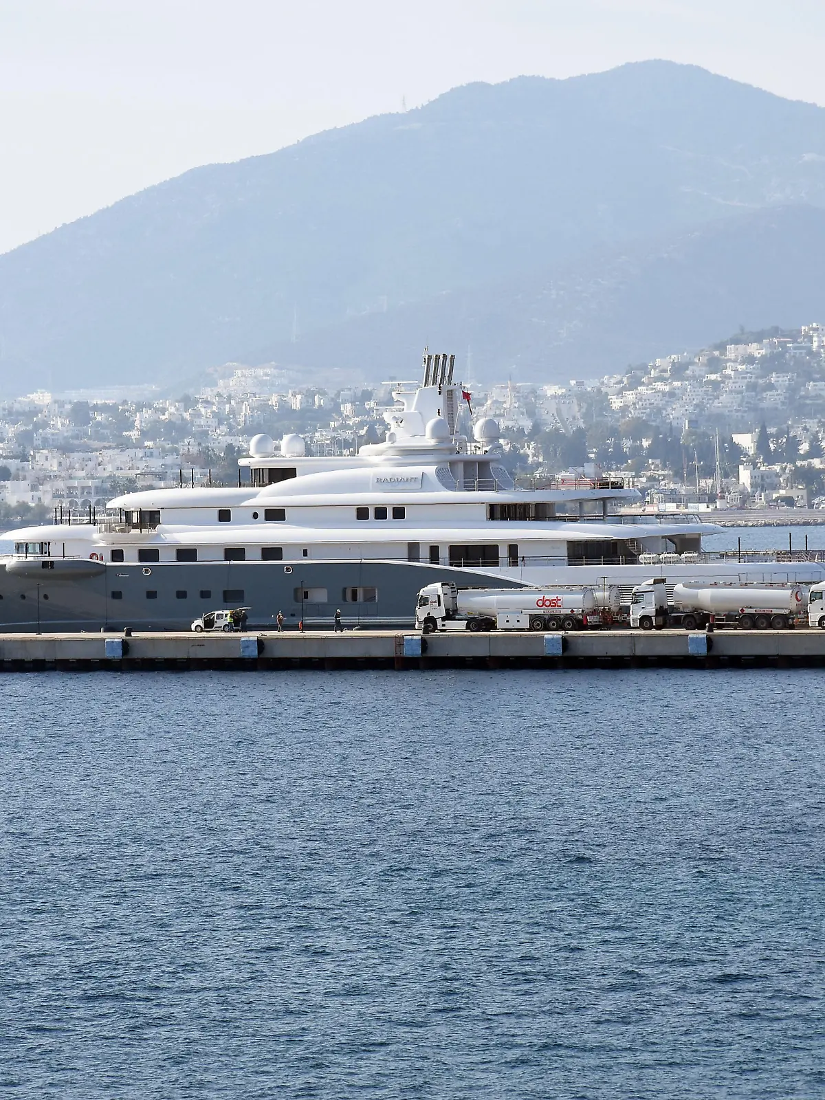 MUGLA, TURKEY - MARCH 14: Precautions are held due to Coronavirus (Covid-19) in super yacht Radiant, belongs to Dubai sheik Abdullah al-Futtaim, at Bodrum Cruise Port in Bodrum, Mugla, Turkey on March 14, 2020. Osman Uras / Anadolu Agency