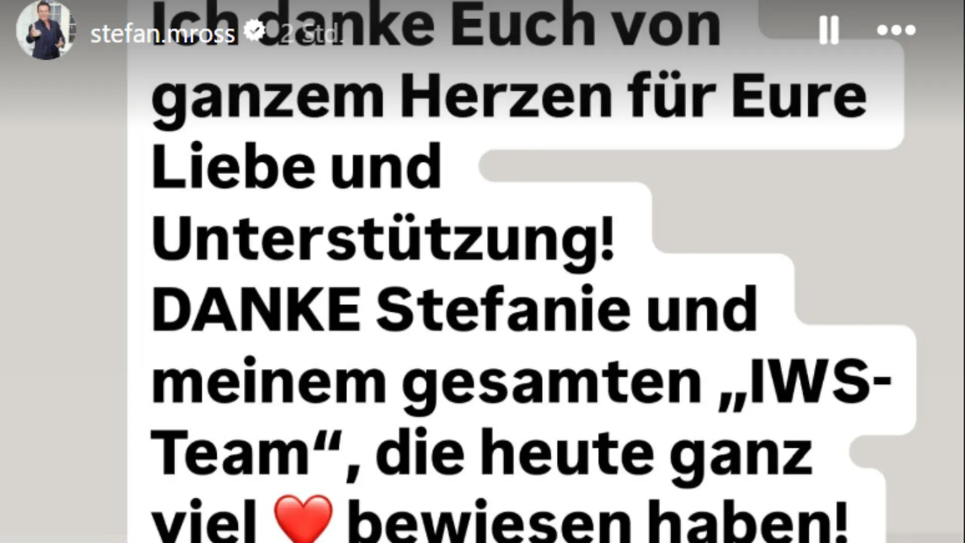 In seiner Instagram-Story postete Mross diese Botschaft.