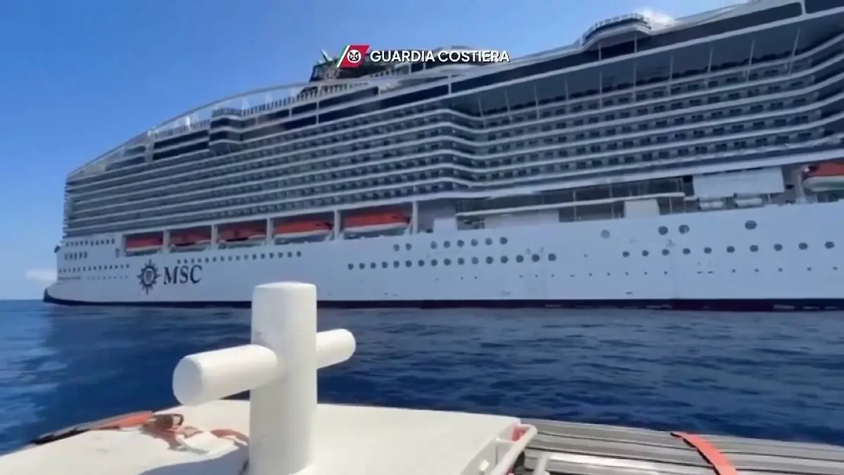 Das havarierte Kreuzfahrtschiff der Reederei MSC.