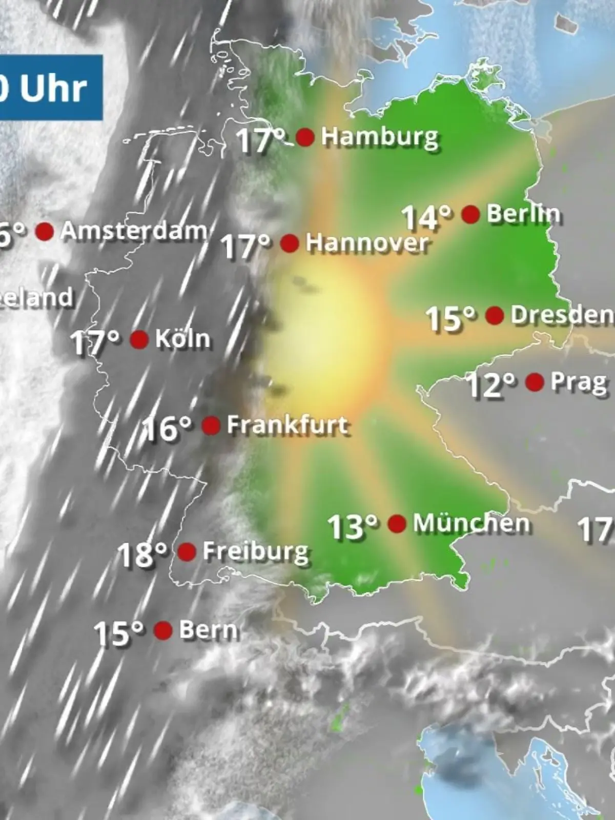 Bild zu: "Regenwand kommt aus dem Westen, der Osten im Sonnenglück"