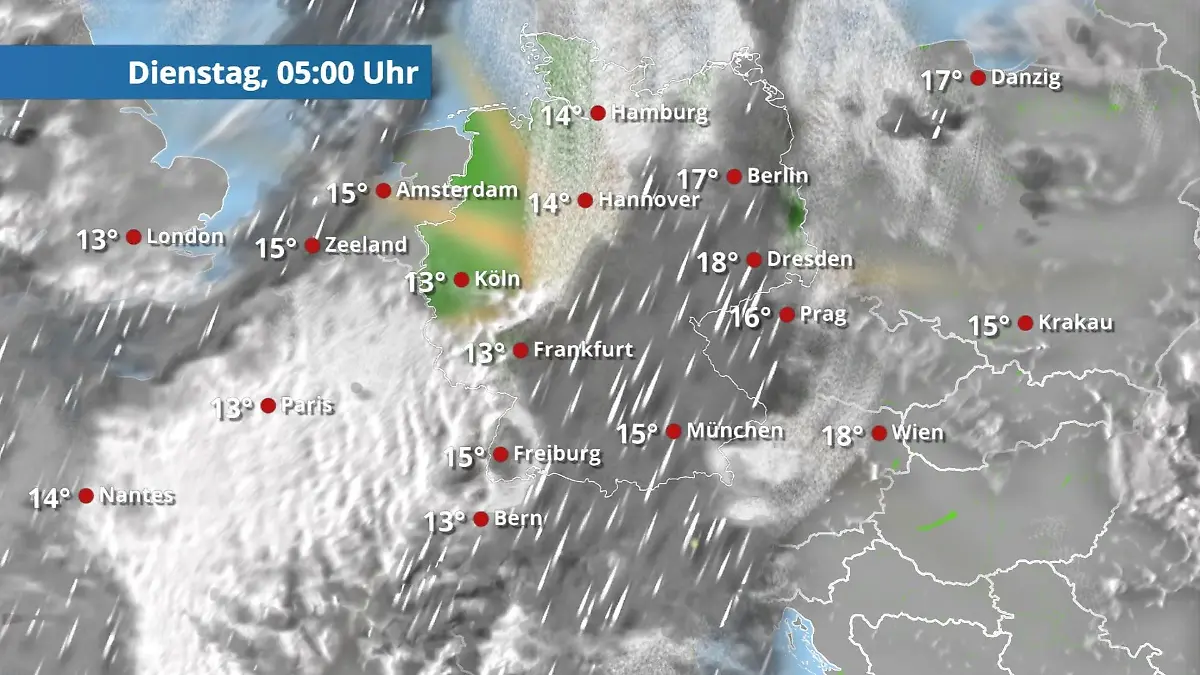 Dickes Regengebiet in der Südost-Hälfte Der Regen- und Wolkenfilm für 48 Stunden