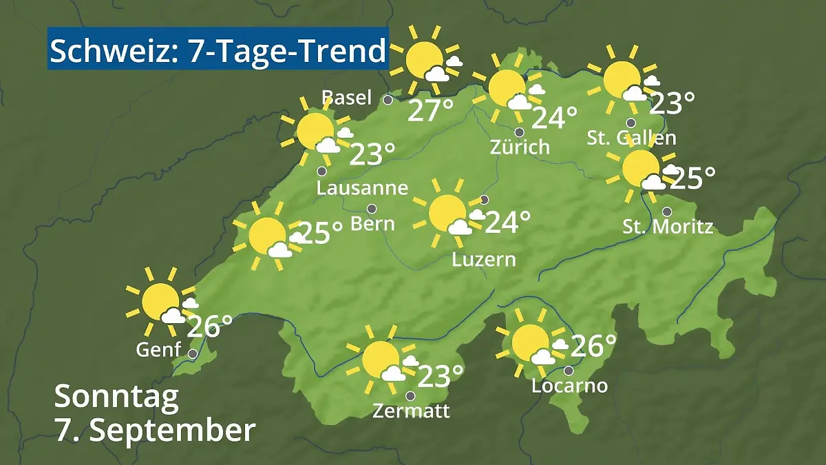 Schweiz: Wie wird das Wetter? Video 7-Tage-Trend: Bern, Basel, Genf, Zürich