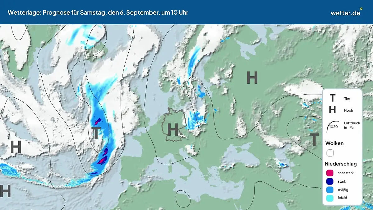 Die Wetterlage der kommenden 5 Tage Hochs und Tiefs über Europa