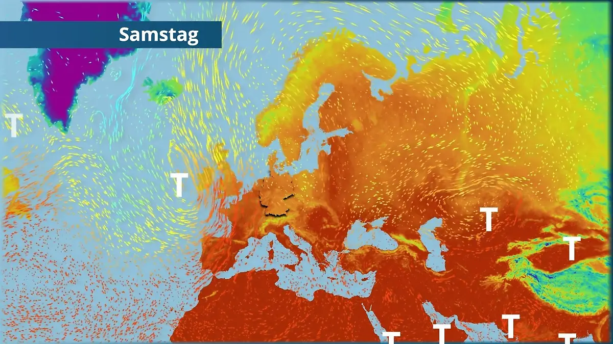 Sommerluft breitet sich aus - Punktlandung zum Wochenende Der Strömungsfilm für Europa für 5 Tage