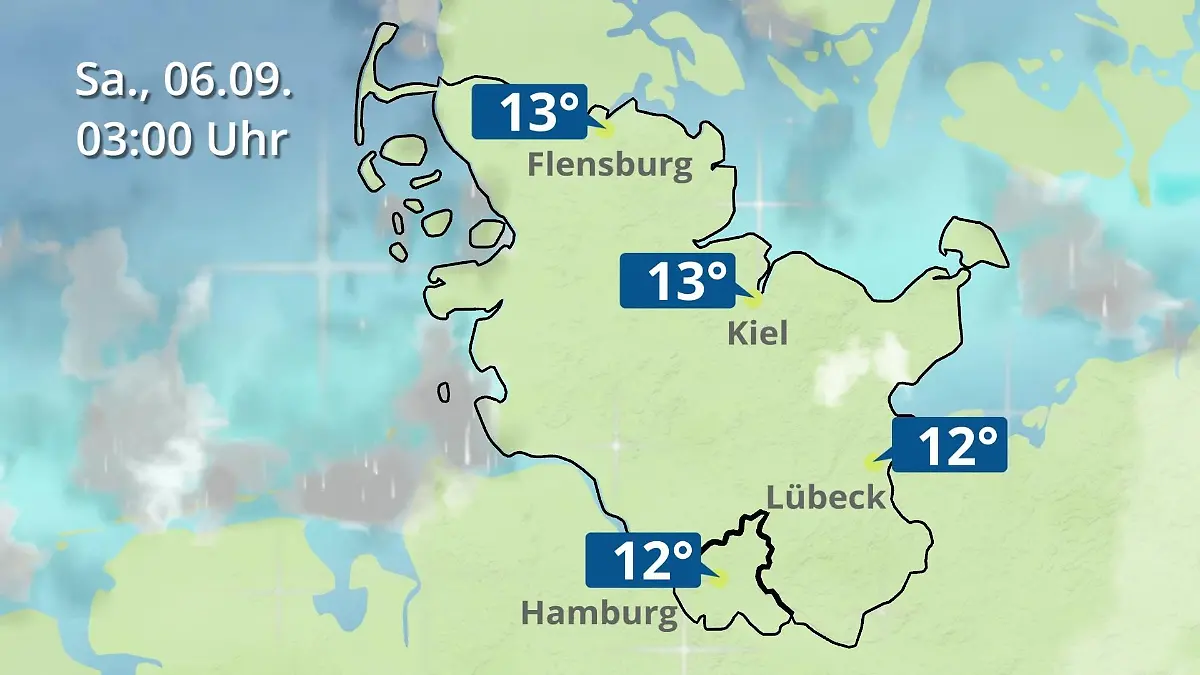 Hamburg, Schleswig-Holstein: Wie wird das Wetter? Regen- und Wolkenfilm für die Nordsee- und Ostseeküste