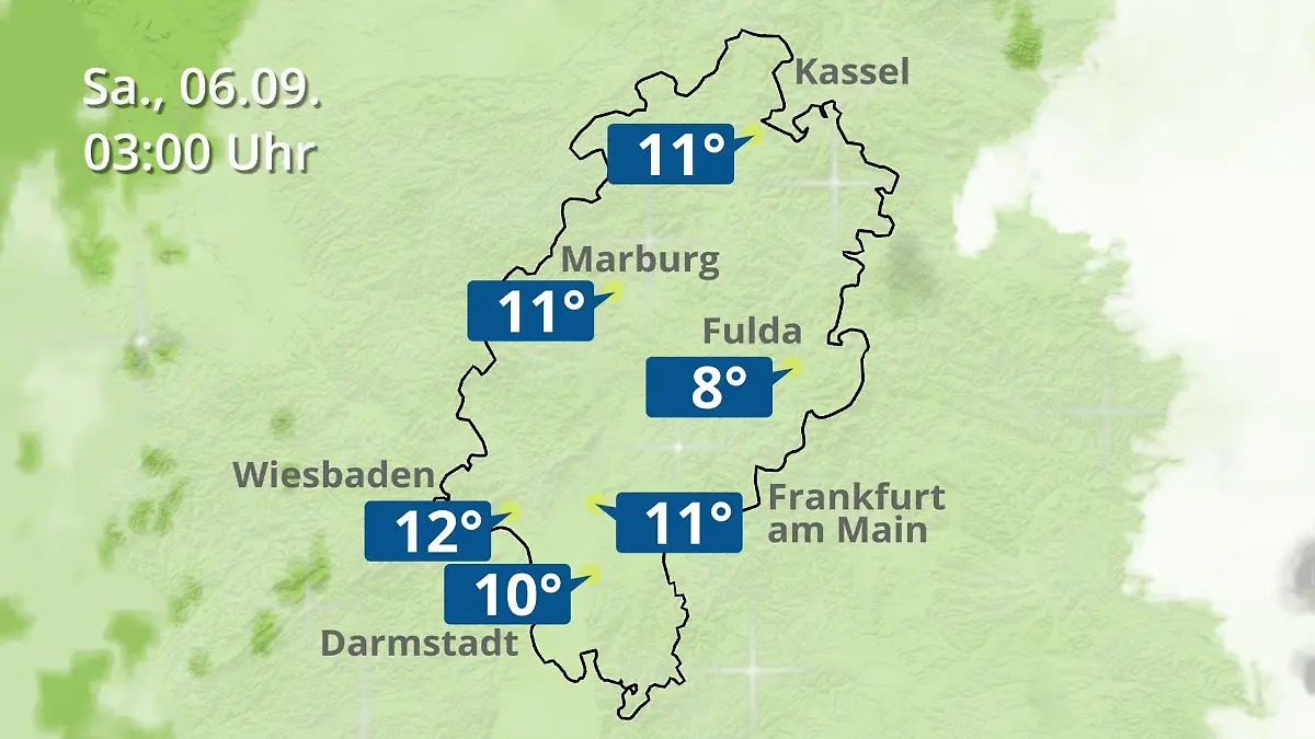 Hessen: Wie wird das Wetter? Regen- und Wolkenfilm für Frankfurt am Main und Wiesbaden