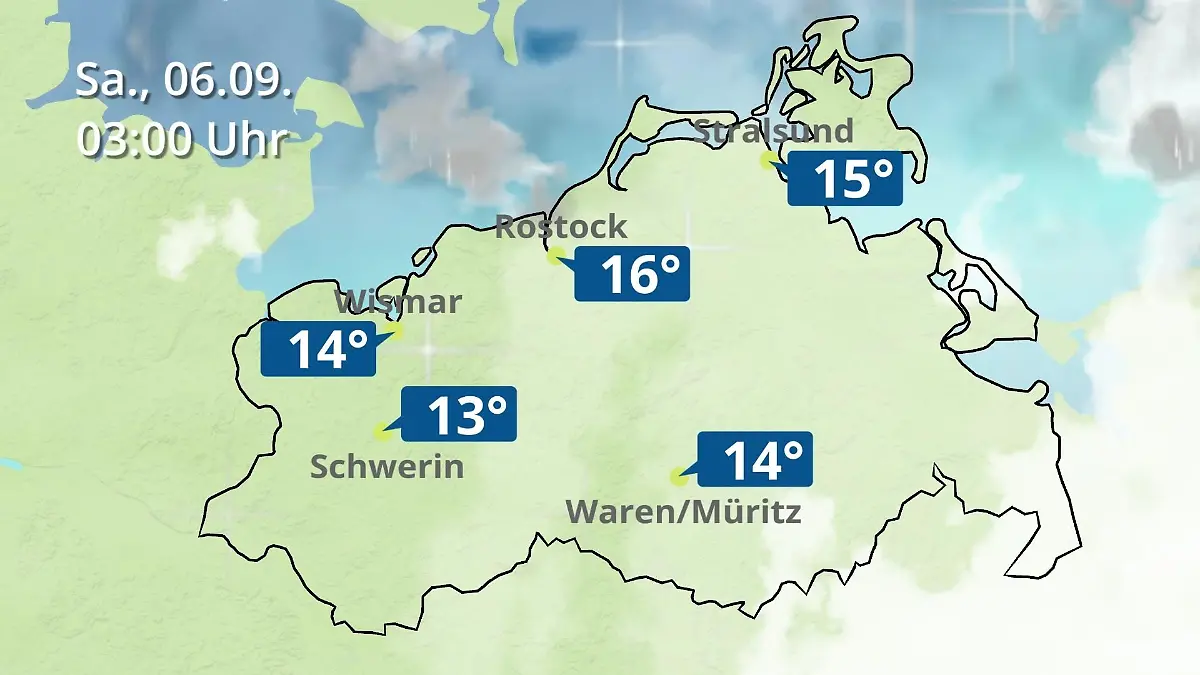 Mecklenburg-Vorpommern: Wie wird das Wetter? Regen- und Wolkenfilm für Rostock, Rügen und die Ostseeküste