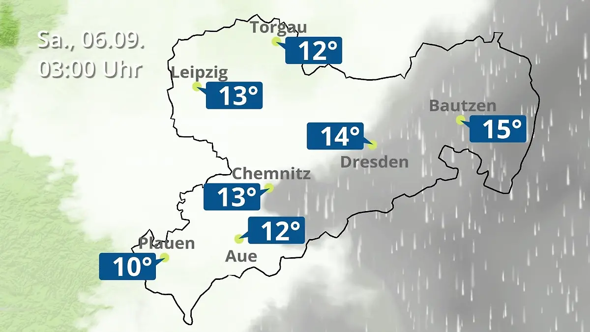 Sachsen: Wie wird das Wetter? Regen- und Wolkenfilm für Chemnitz, Dresden und Leipzig