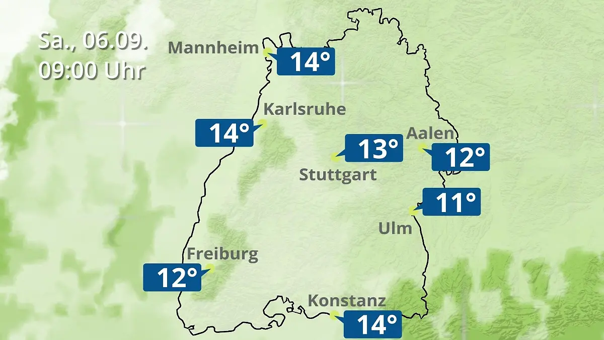 Baden-Württemberg: Wie wird das Wetter? Regen- und Wolkenfilm für Stuttgart, Mannheim und Karlsruhe
