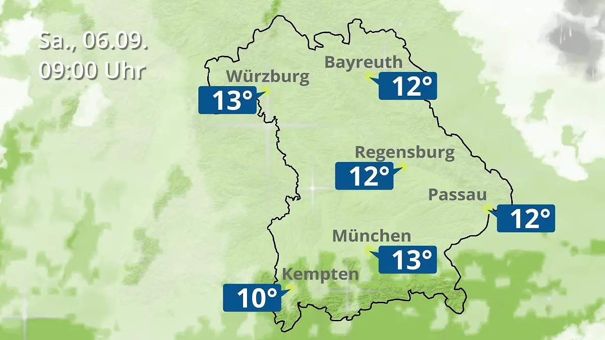 Bayern: Wie wird das Wetter? Regen- und Wolkenfilm für München, Regensburg und Würzburg