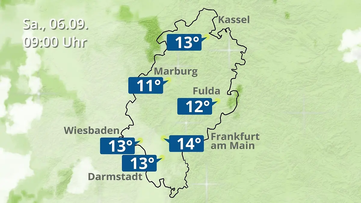 Hessen: Wie wird das Wetter? Regen- und Wolkenfilm für Frankfurt am Main und Wiesbaden