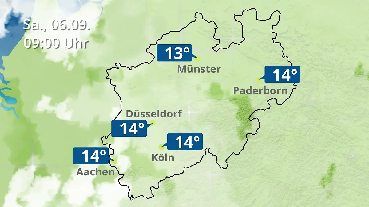 Nordrhein-Westfalen: Wie wird das Wetter? Regen- und Wolkenfilm für Köln, Düsseldorf und Münster