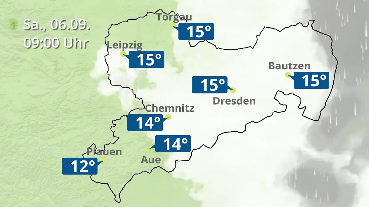 Sachsen: Wie wird das Wetter? Regen- und Wolkenfilm für Chemnitz, Dresden und Leipzig