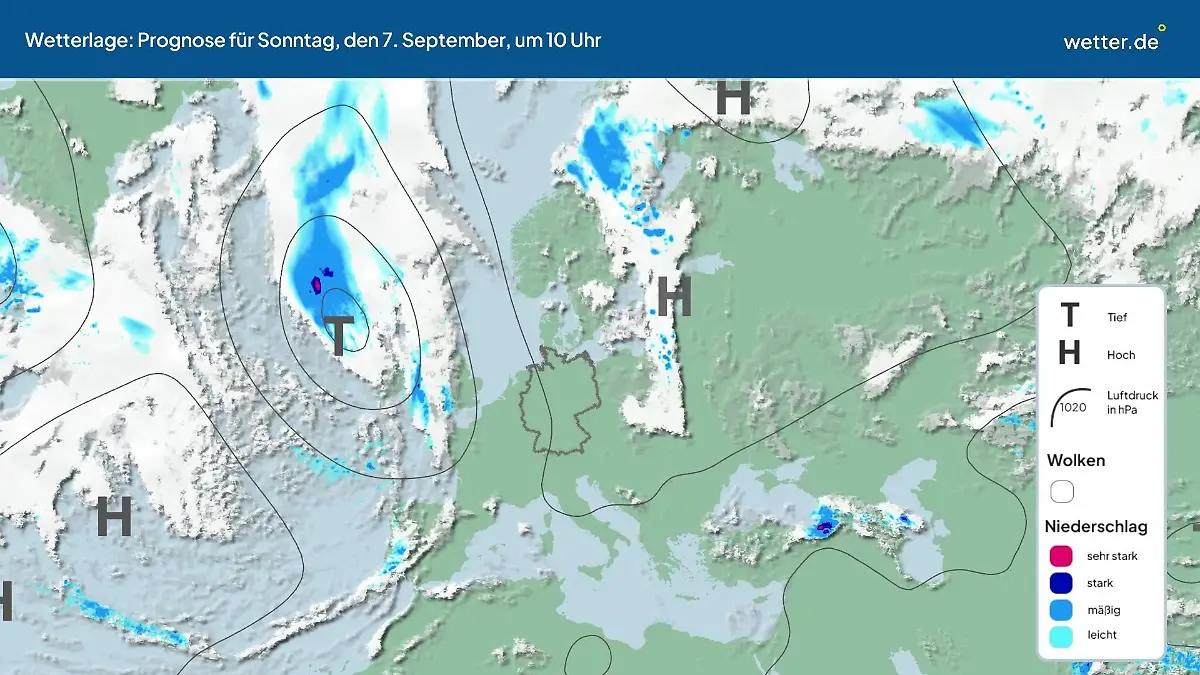 Die Wetterlage der kommenden 5 Tage Hochs und Tiefs über Europa