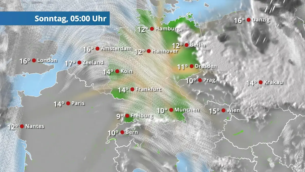 Prognose vom 6. September Der Regen- und Wolkenfilm für 48 Stunden