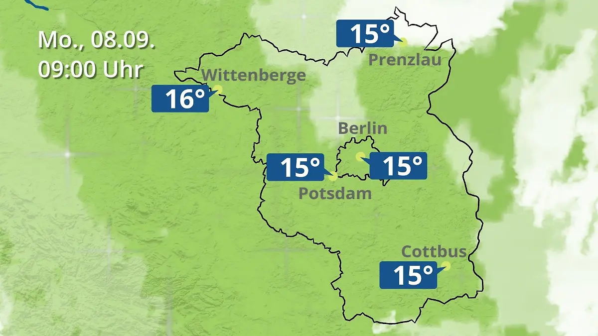 Berlin und Brandenburg: Wie wird das Wetter? Regen- und Wolkenfilm für Potsdam, Cottbus und Wittenberge