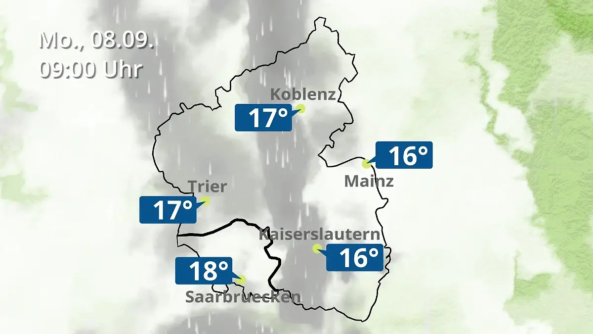 Rheinland-Pfalz, Saarland: Wie wird das Wetter? Regen- und Wolkenfilm für Mainz, Koblenz und Trier