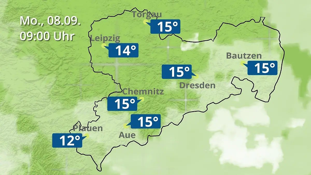 Sachsen: Wie wird das Wetter? Regen- und Wolkenfilm für Chemnitz, Dresden und Leipzig