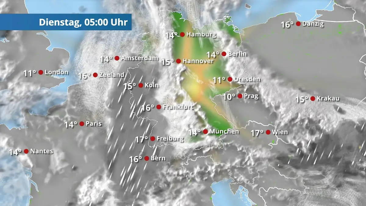 Klatschnass: Für den Westen kommt es jetzt ganz dicke Der Regen- und Wolkenfilm für 48 Stunden
