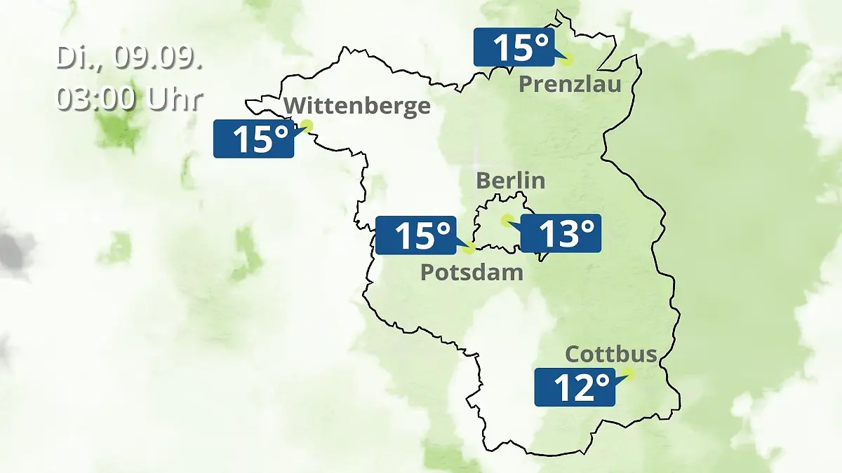 Berlin und Brandenburg: Wie wird das Wetter? Regen- und Wolkenfilm für Potsdam, Cottbus und Wittenberge