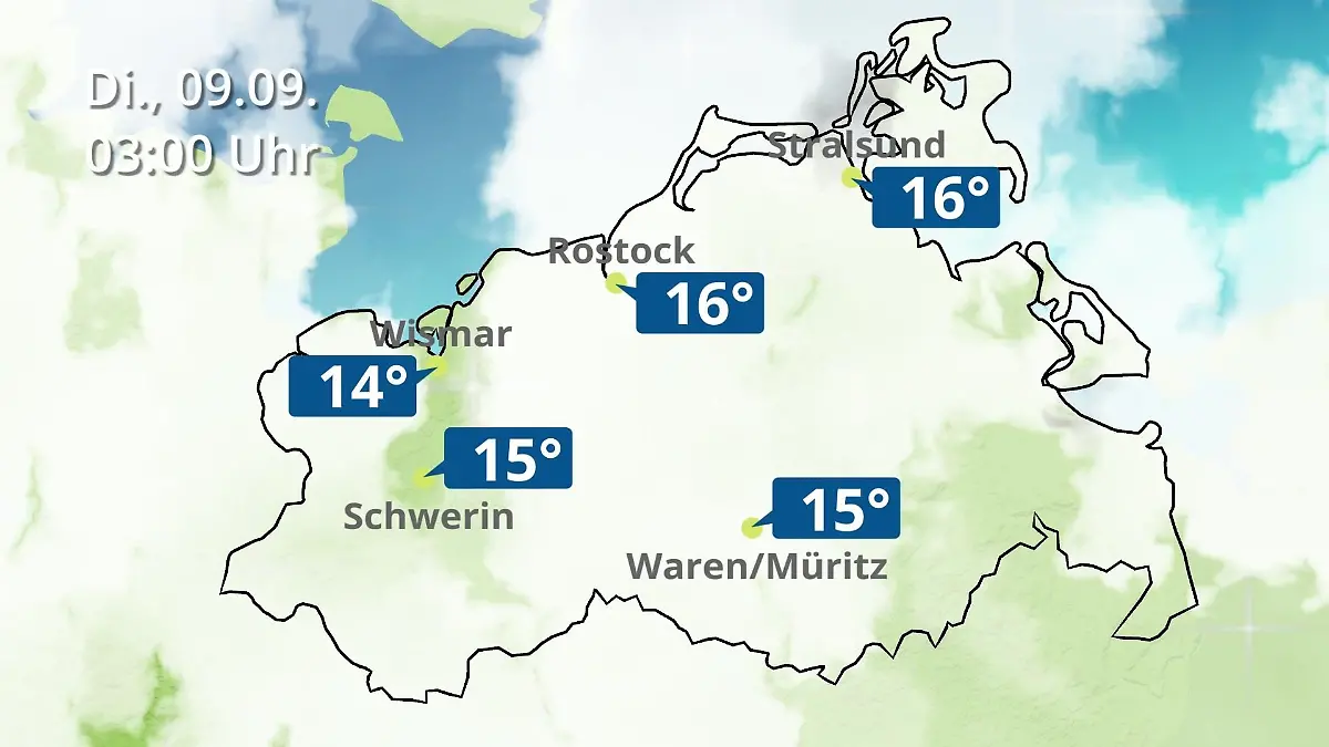 Mecklenburg-Vorpommern: Wie wird das Wetter? Regen- und Wolkenfilm für Rostock, Rügen und die Ostseeküste