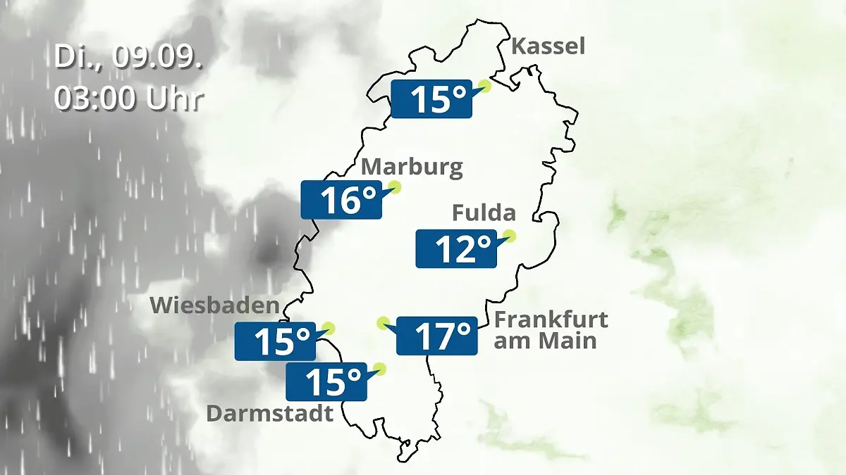 Hessen: Wie wird das Wetter? Regen- und Wolkenfilm für Frankfurt am Main und Wiesbaden