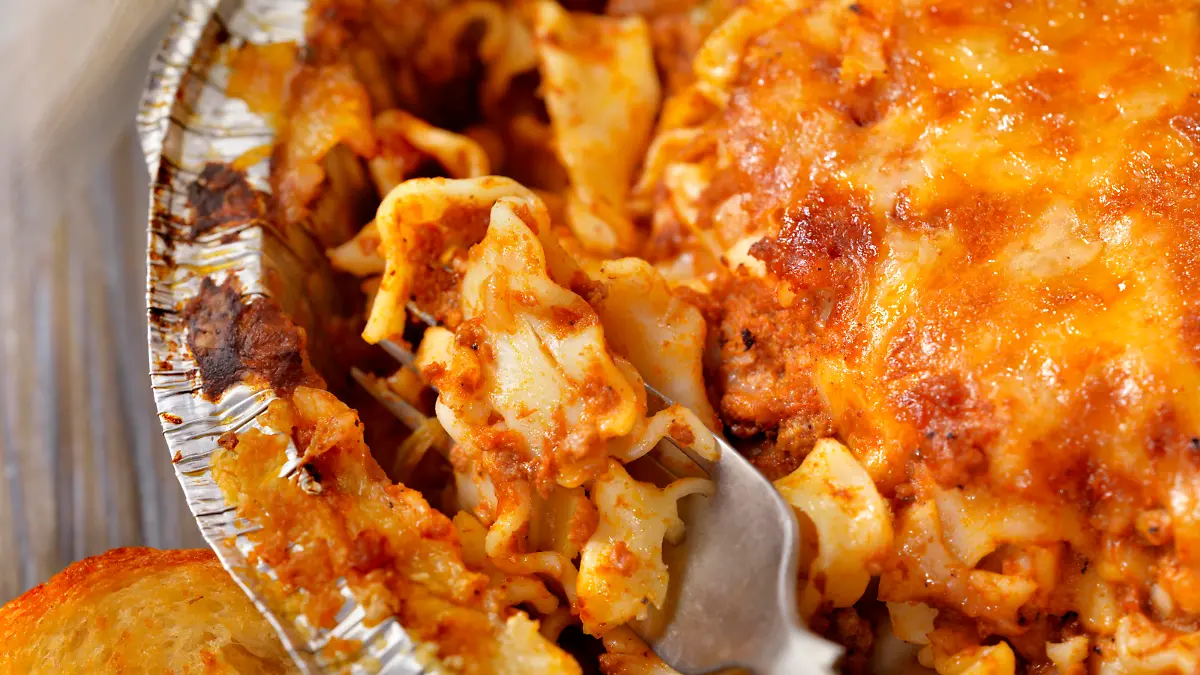 Take Out Lasagna with Garlic Bread -Photographed on Hasselblad H3D2-39mb Camera
