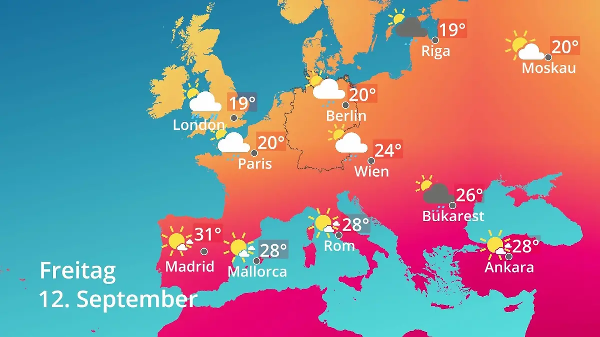 Europa: Wie wird das Wetter? Prognose: Temperaturen von Spanien bis zur Türkei