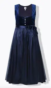 Dirndl aus Stretch-Samt mit Carré-Ausschnitt
