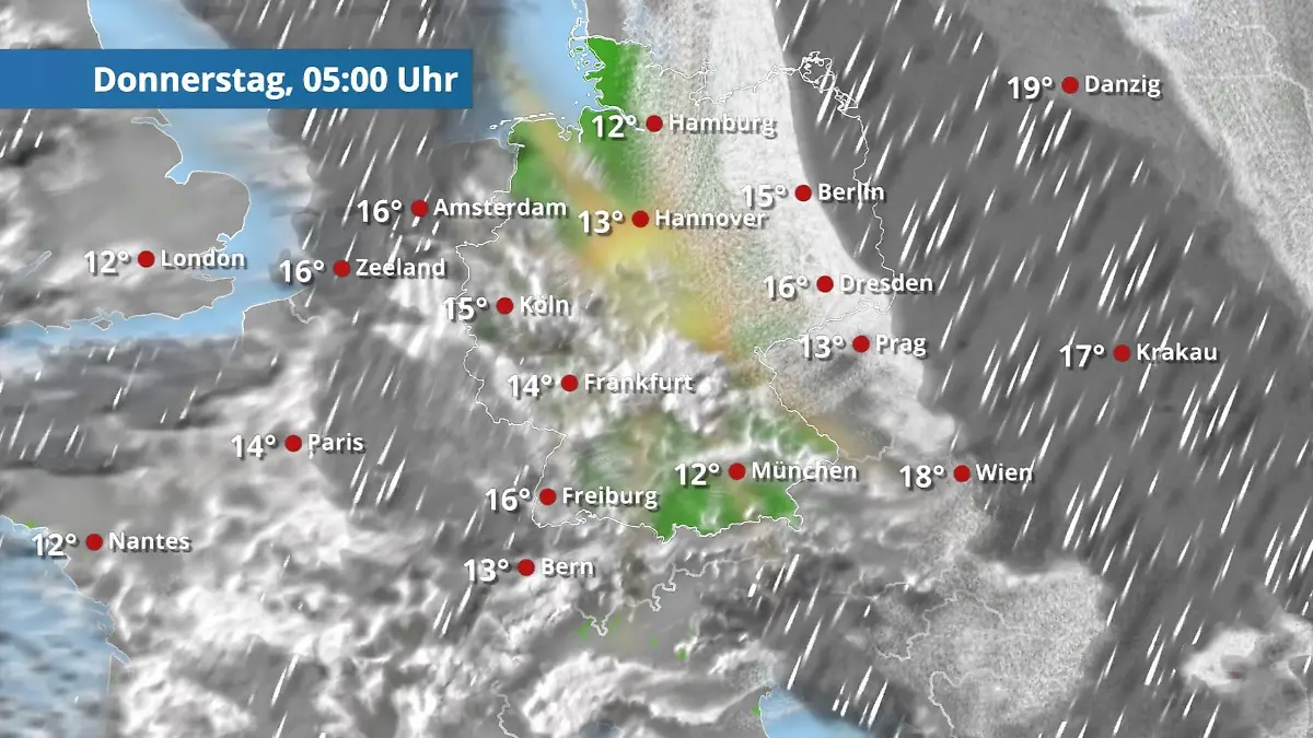 Schon wieder Starkregen - diesmal im Nordosten Der Regen- und Wolkenfilm für 48 Stunden