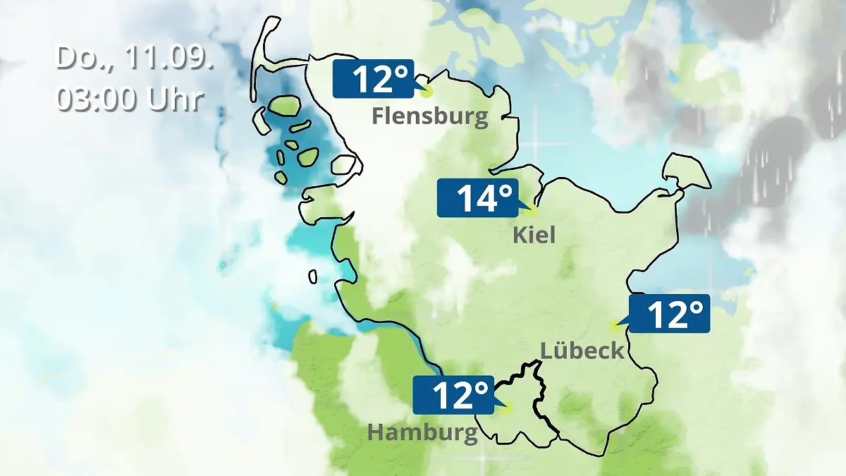Hamburg, Schleswig-Holstein: Wie wird das Wetter? Regen- und Wolkenfilm für die Nordsee- und Ostseeküste
