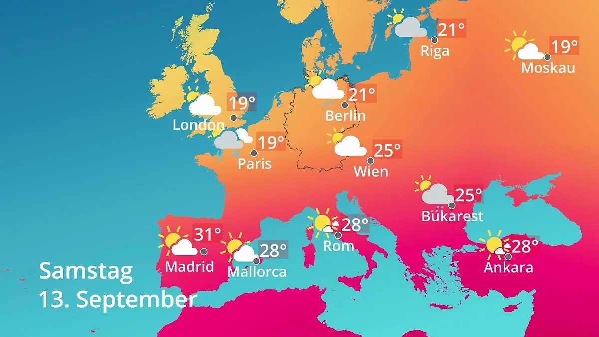 Europa: Wie wird das Wetter? Prognose: Temperaturen von Spanien bis zur Türkei