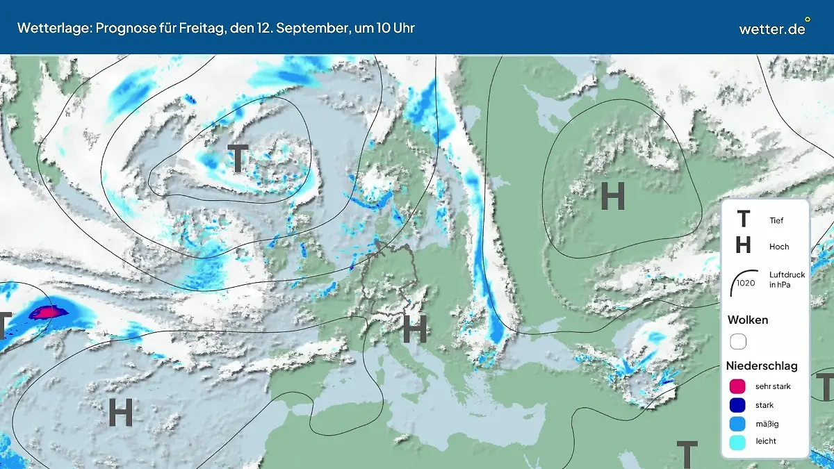 Die Wetterlage der kommenden 5 Tage Hochs und Tiefs über Europa