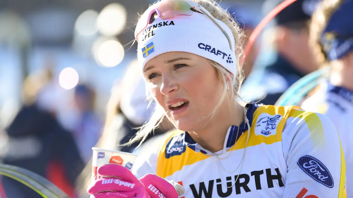 230107 Frida Karlsson of Sweden after womens 15km mass start during Tour de Ski on January 7, 2023 in Val di Fiemme. Photo: Maxim Thore / BILDBYRAN / kod MT / MT0439 skidor cross-country skiing langrenn tour de ski day 8 womens 15km bbeng *** 230107 Frida Karlsson of Sweden after womens 15km mass start during Tour de Ski on January 7, 2023 in Val di Fiemme Photo Maxim Thore BILDBYRAN code MT MT0439 skis cross country skiing cross country tour de ski day 8 womens 15km bbeng, PUBLICATIONxNOTxINxSWExNORxAUT Copyright: MAXIMxTHORE BB230107MT047