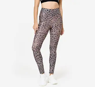 Domyos Leggings für Damen mit hohem Taillenbund, Leopardenprint