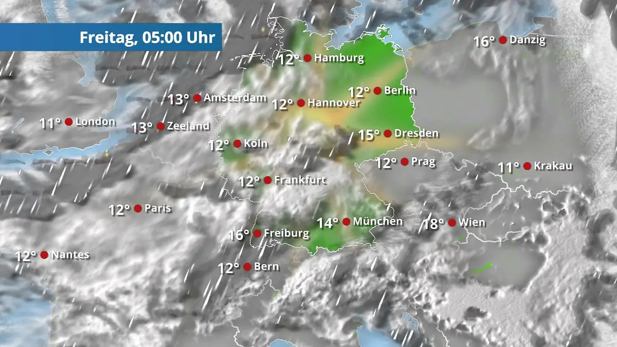 Prognose vom 11. September Der Regen- und Wolkenfilm für 48 Stunden