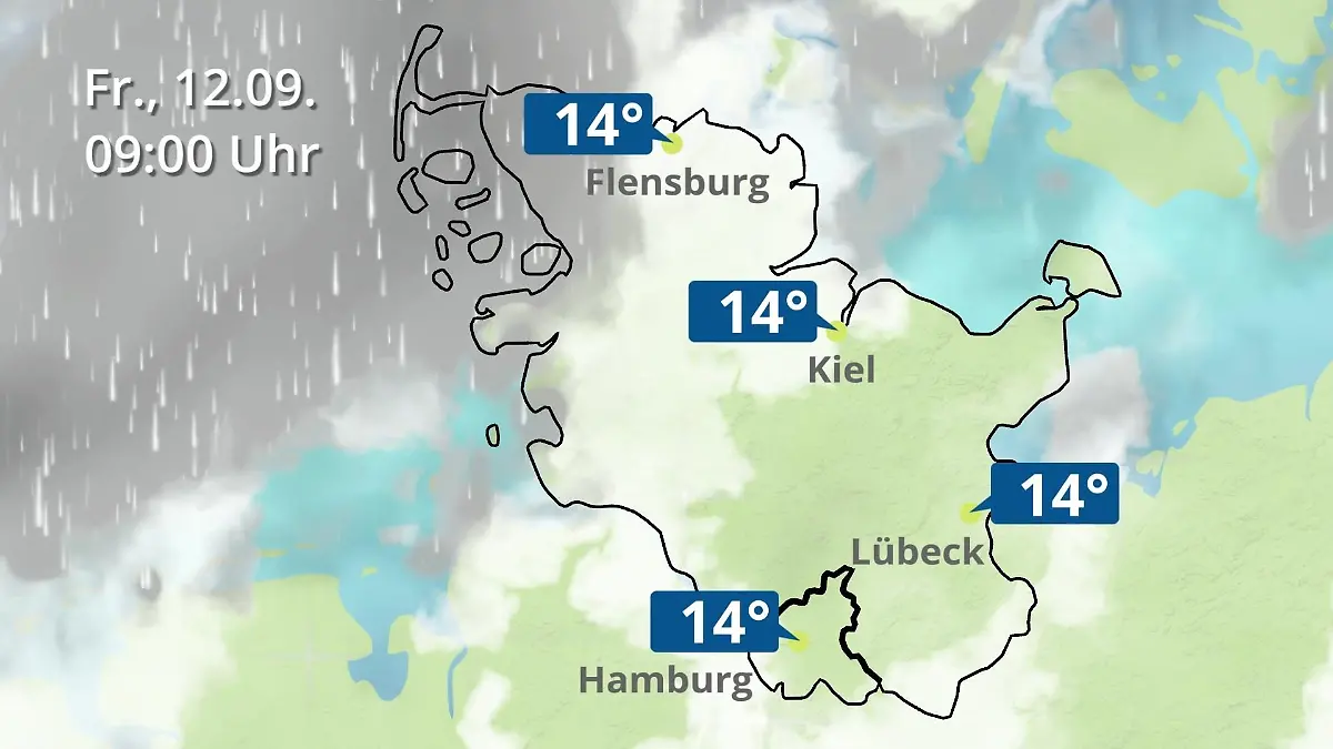 Hamburg, Schleswig-Holstein: Wie wird das Wetter? Regen- und Wolkenfilm für die Nordsee- und Ostseeküste