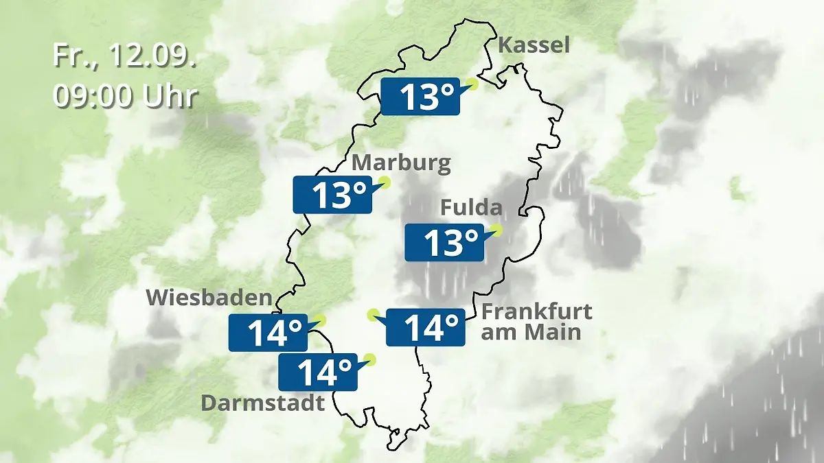 Hessen: Wie wird das Wetter? Regen- und Wolkenfilm für Frankfurt am Main und Wiesbaden