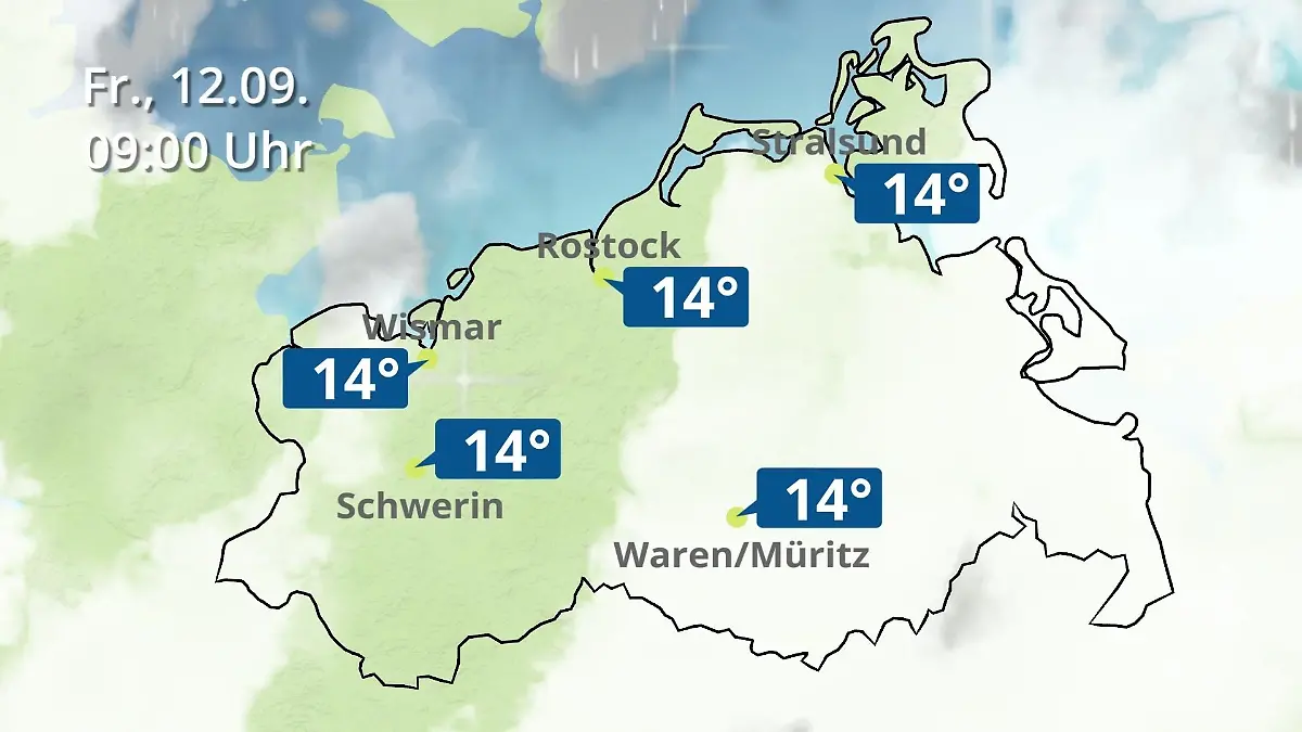 Mecklenburg-Vorpommern: Wie wird das Wetter? Regen- und Wolkenfilm für Rostock, Rügen und die Ostseeküste