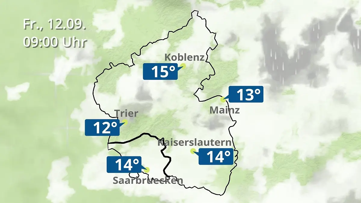 Rheinland-Pfalz, Saarland: Wie wird das Wetter? Regen- und Wolkenfilm für Mainz, Koblenz und Trier