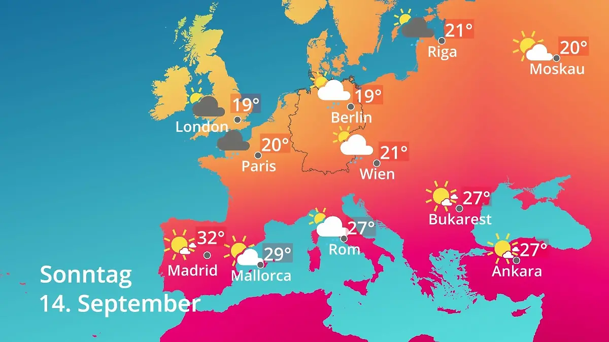 Europa: Wie wird das Wetter? Prognose: Temperaturen von Spanien bis zur Türkei