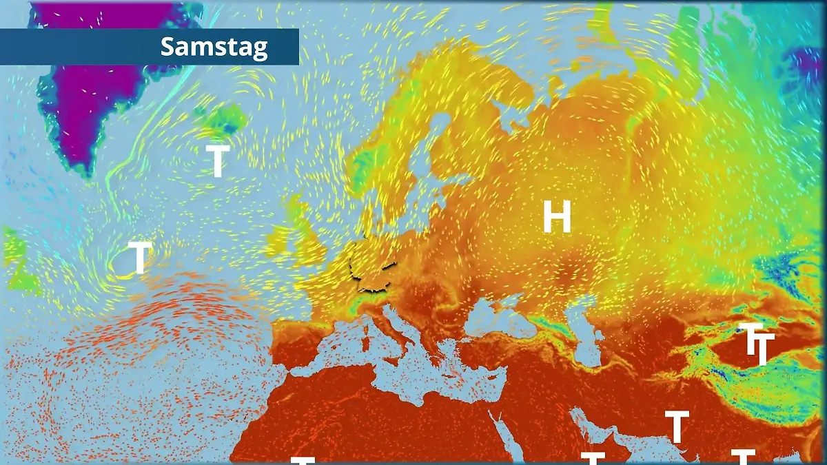 Es bleibt abwechslungsreich und zum Teil stürmisch Der Strömungsfilm für Europa für 5 Tage