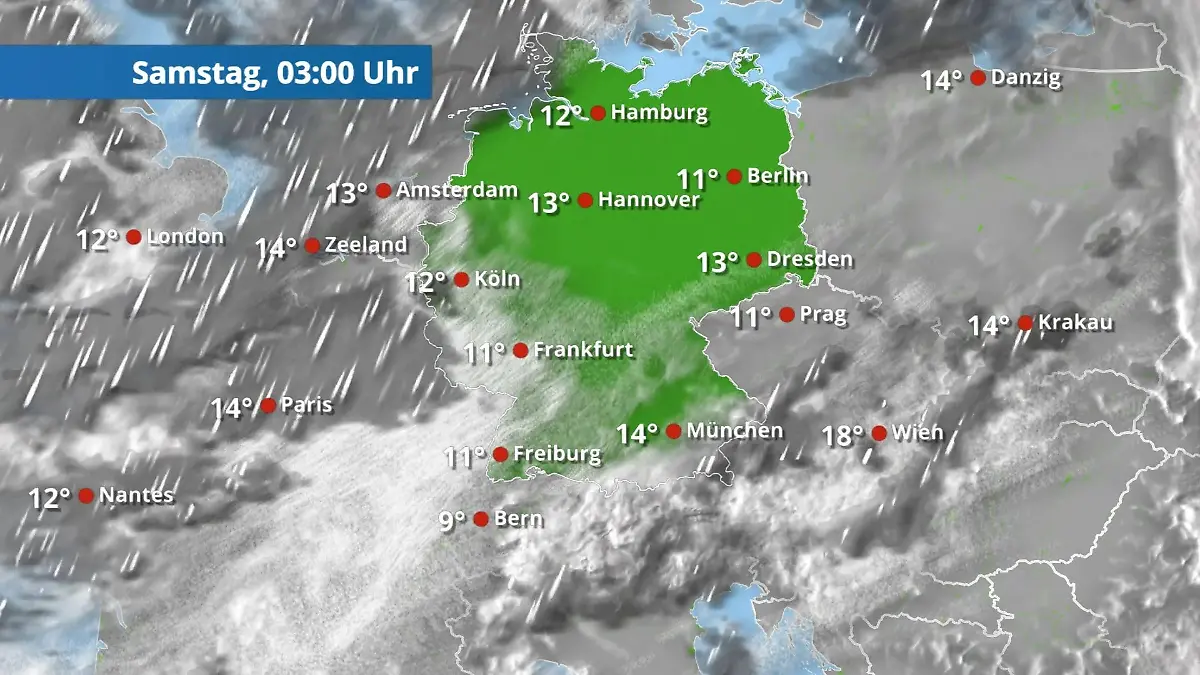 Frisch und oft klar, bevor neue Schauer folgen Der Regen- und Wolkenfilm für 48 Stunden