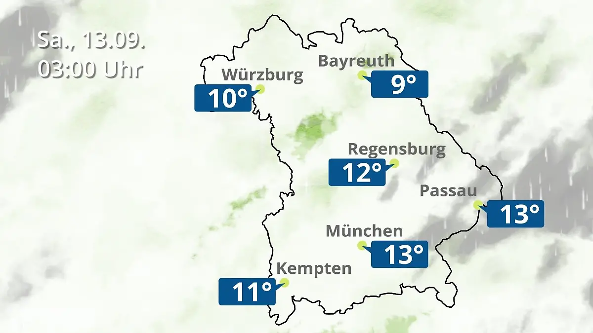 Bayern: Wie wird das Wetter? Regen- und Wolkenfilm für München, Regensburg und Würzburg