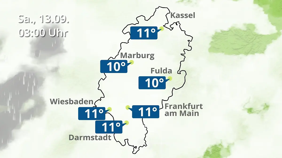 Hessen: Wie wird das Wetter? Regen- und Wolkenfilm für Frankfurt am Main und Wiesbaden
